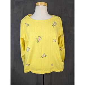 Together Blouse Womens Large Yellow Eyelet Floral Embroidered Vintage Spiegel